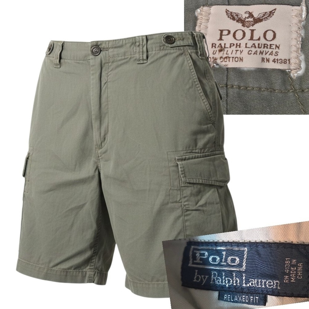Polo Ralph Lauren Cargo Shorts Mens 35 Olive Green Utility Canvas Relaxed Fit